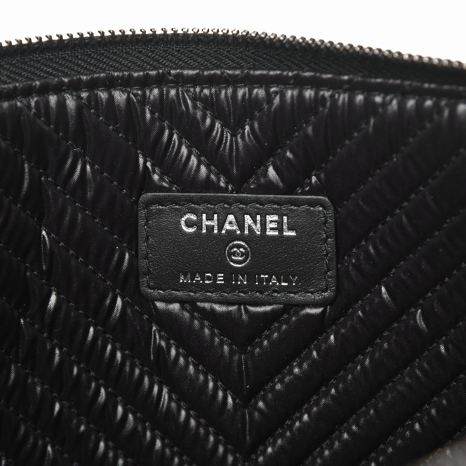 Chanel Caviar Chevron Quilted Medium Boy Cosmetic Case Black 6 of 7