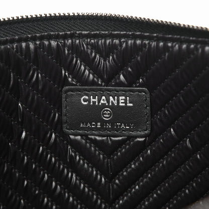Chanel Caviar Chevron Quilted Medium Boy Cosmetic Case Black 6 of 7