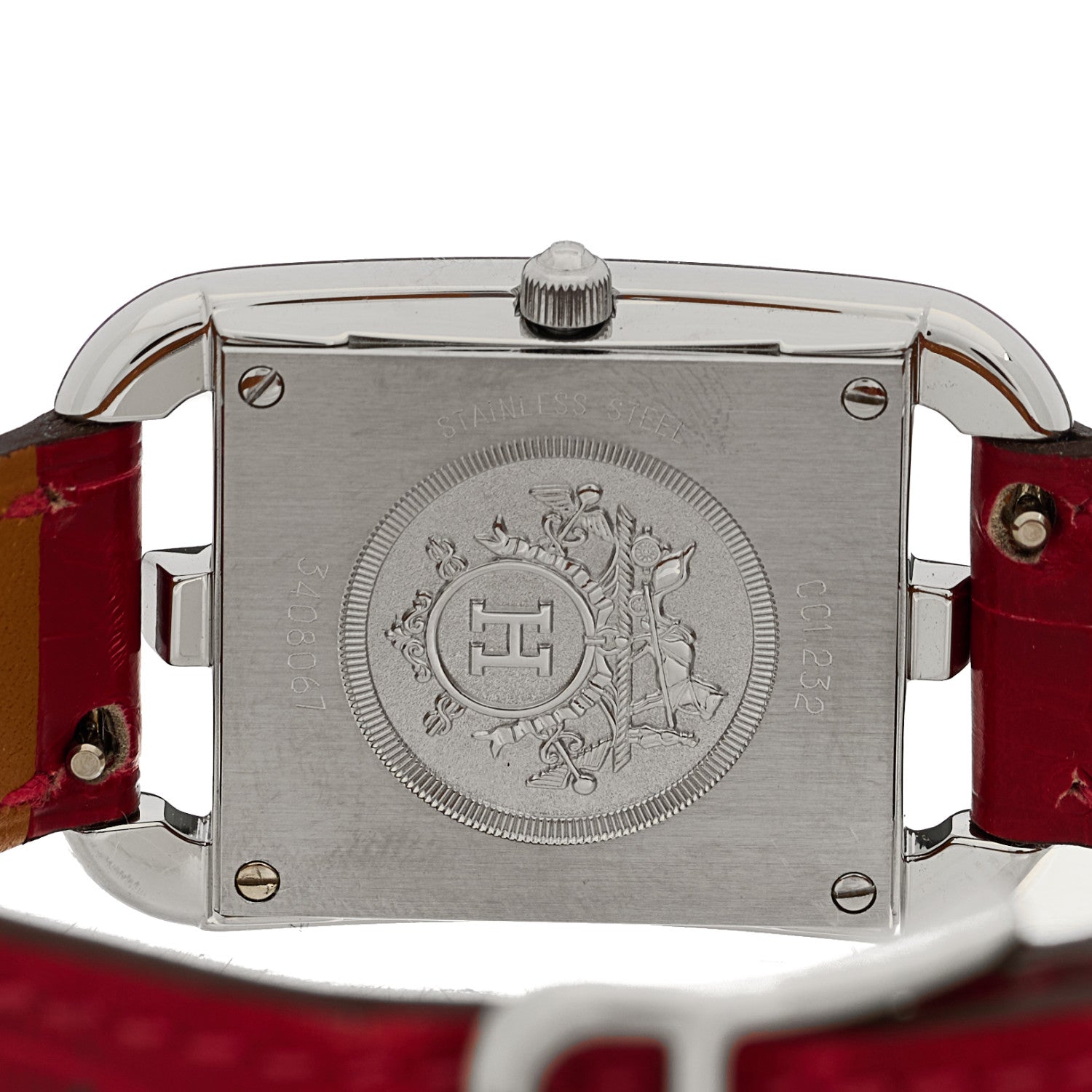 Hermes Stainless Steel Alligator Diamond Bezel Mother of Pearl 23mm Cape Cod Quartz Watch Braise 4 of 5