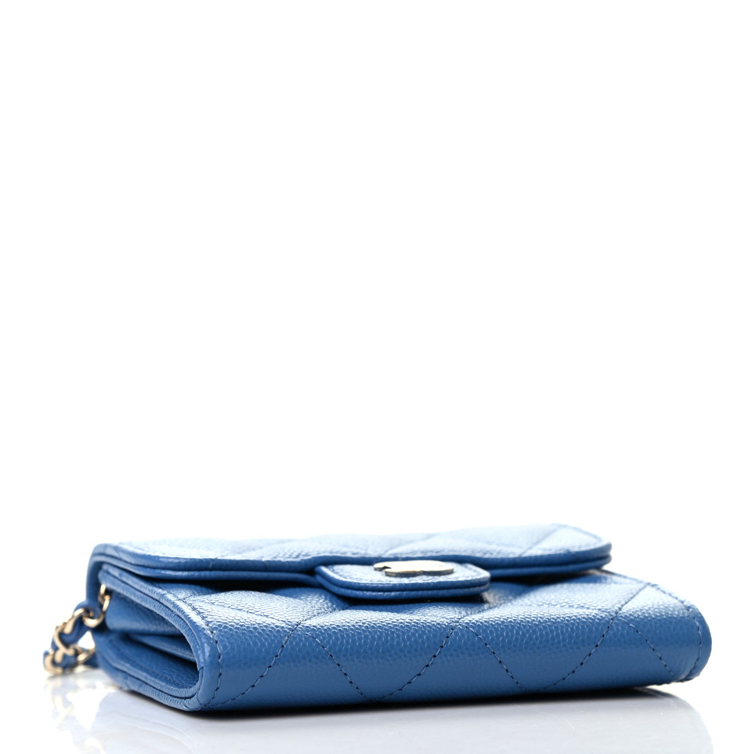 Chanel Caviar Quilted Flap Card Holder On Chain Blue 4 of 11