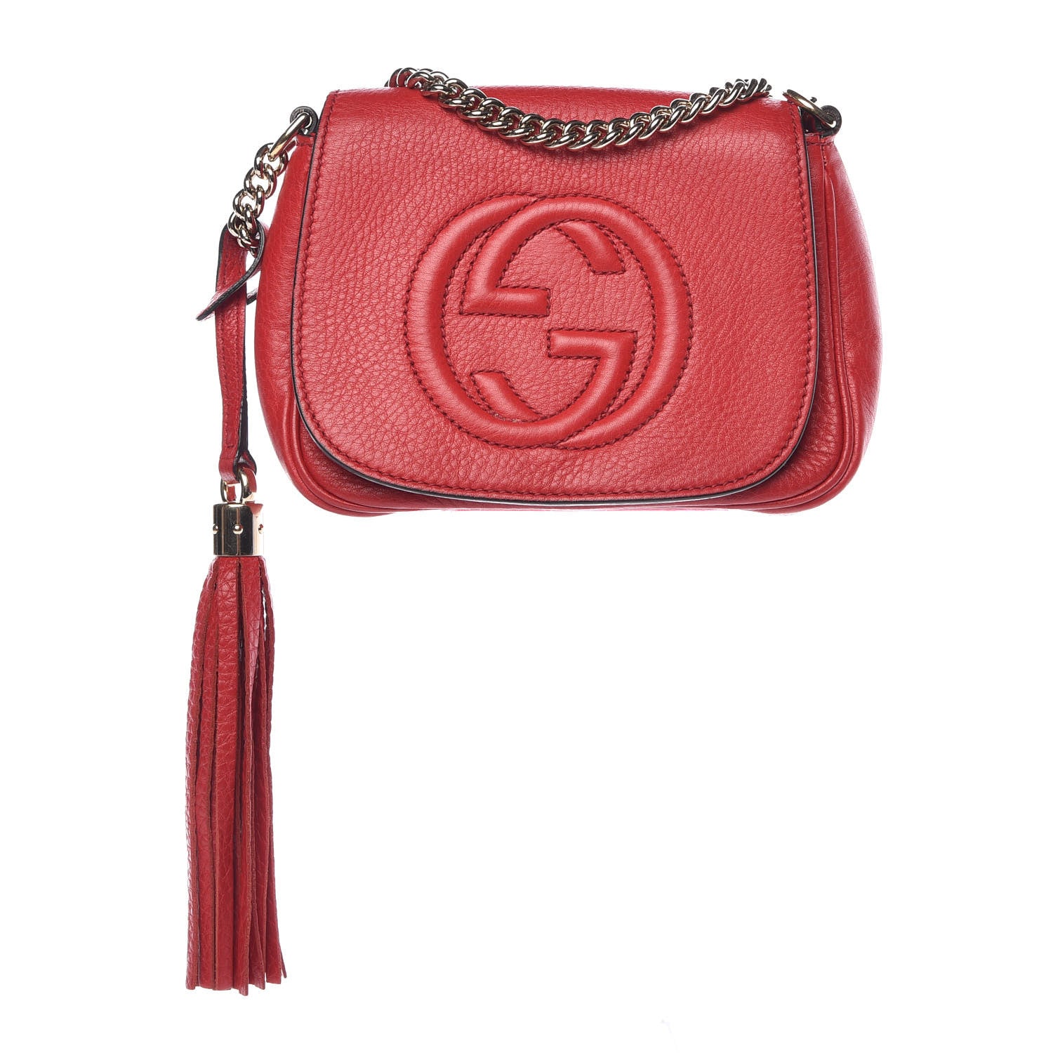 Gucci Pebbled Calfskin Small Soho Flap Crossbody Red 1 of 11