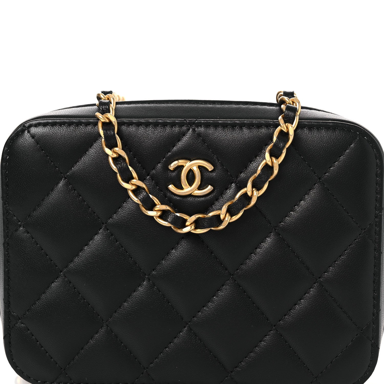 Chanel Lambskin Quilted CC Pearl Crush Camera Case Black 1858431