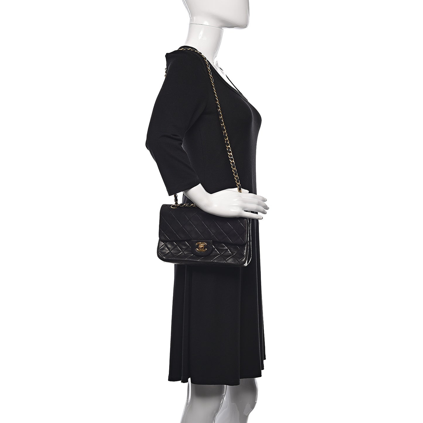 Lambskin Quilted Small Double Flap Black