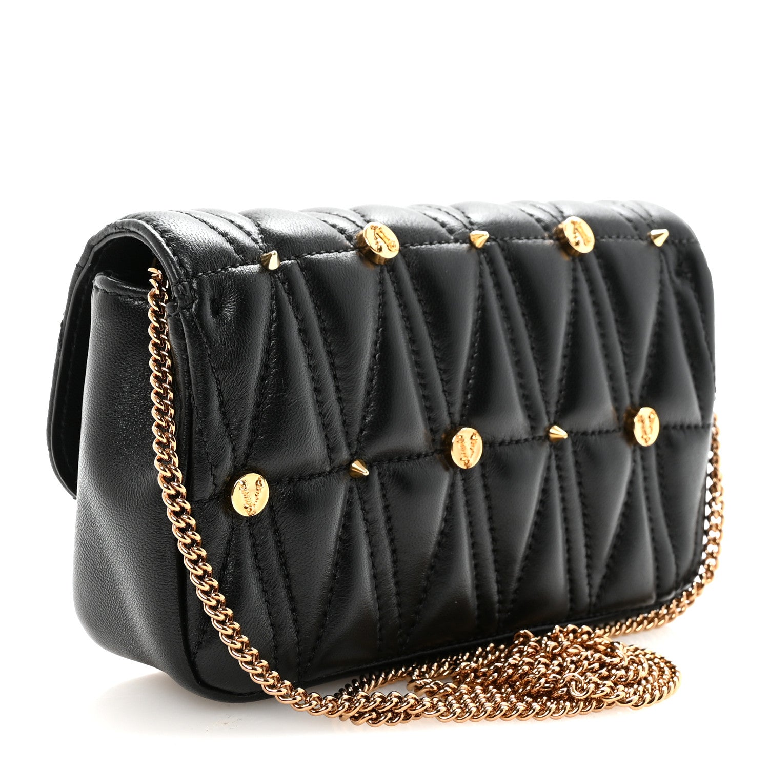 Versace Nappa Quilted Studded Virtus Evening Bag Black 3 of 9