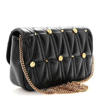 Versace Nappa Quilted Studded Virtus Evening Bag Black 3 of 9