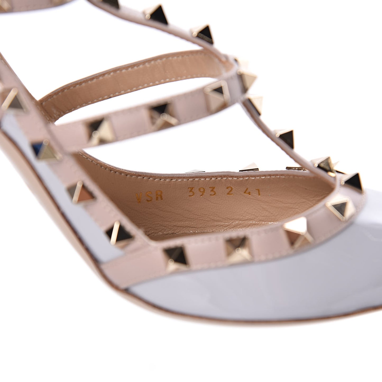 Patent Nappa Rockstud Ankle Strap 100mm Pumps 41 Pastel Grey Poudre