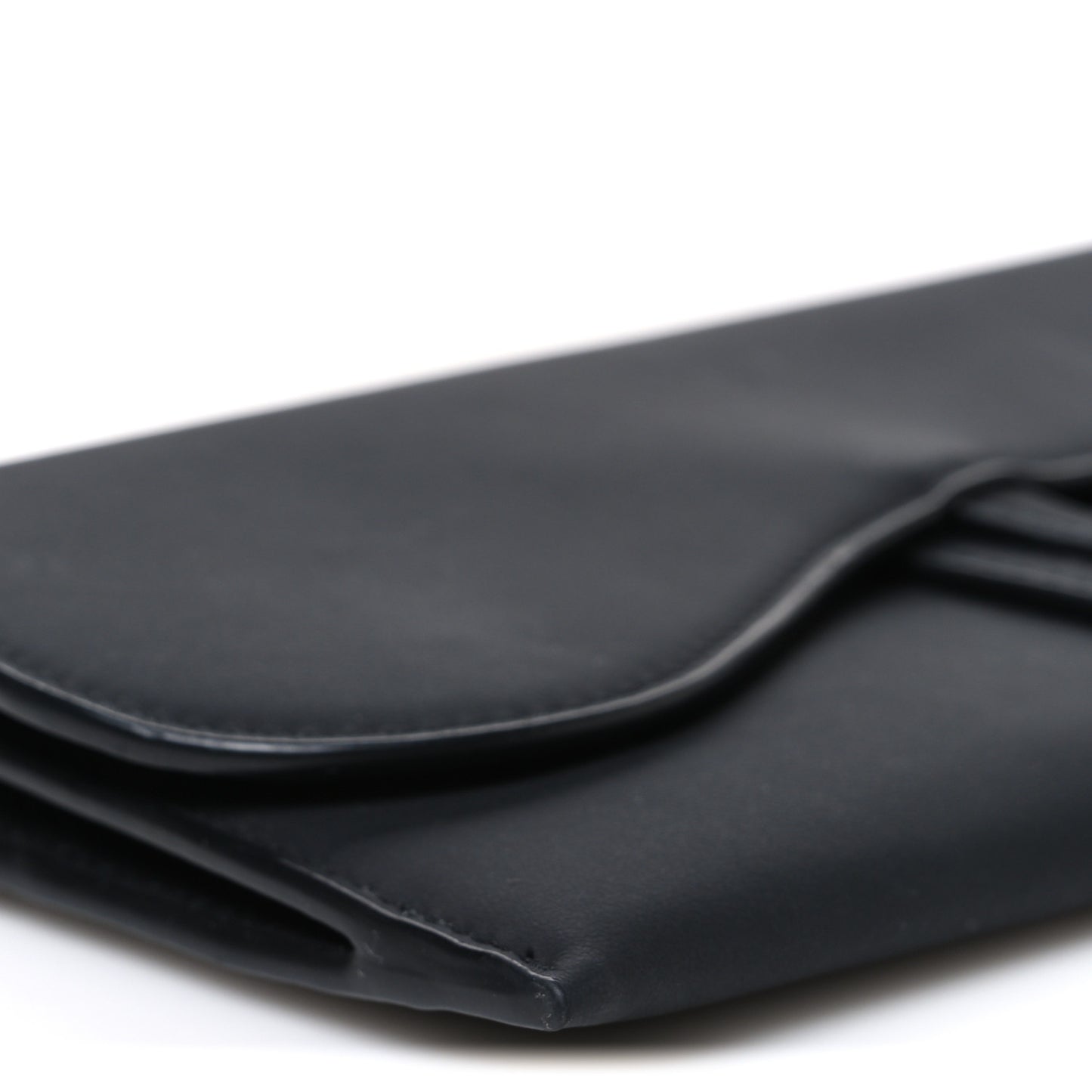 Ultra Matte Calfskin Saddle Chain Wallet Pouch Black