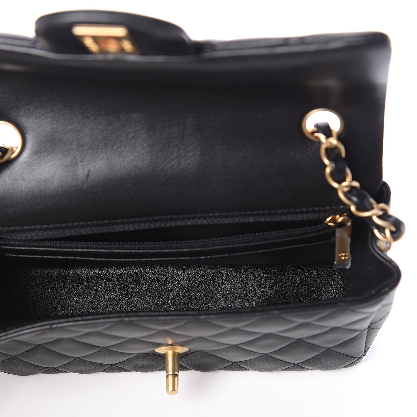 Lambskin Quilted Mini Rectangular Flap Black
