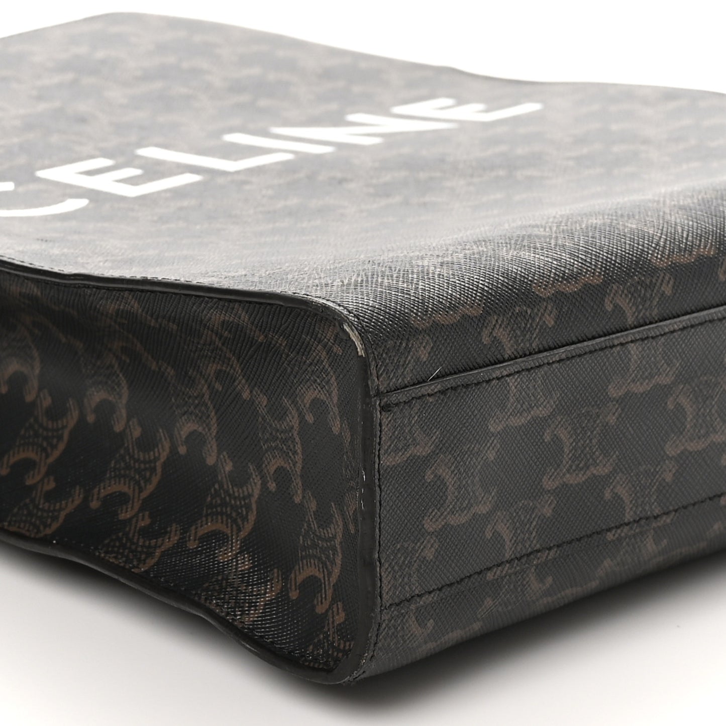 Triomphe Canvas Calfskin Small Vertical Cabas Tan