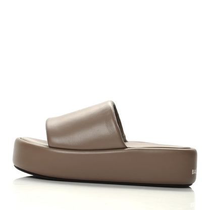 Balenciaga Smooth Nappa Logo Rise Platform Sandals 41 Beige White 1 of 9