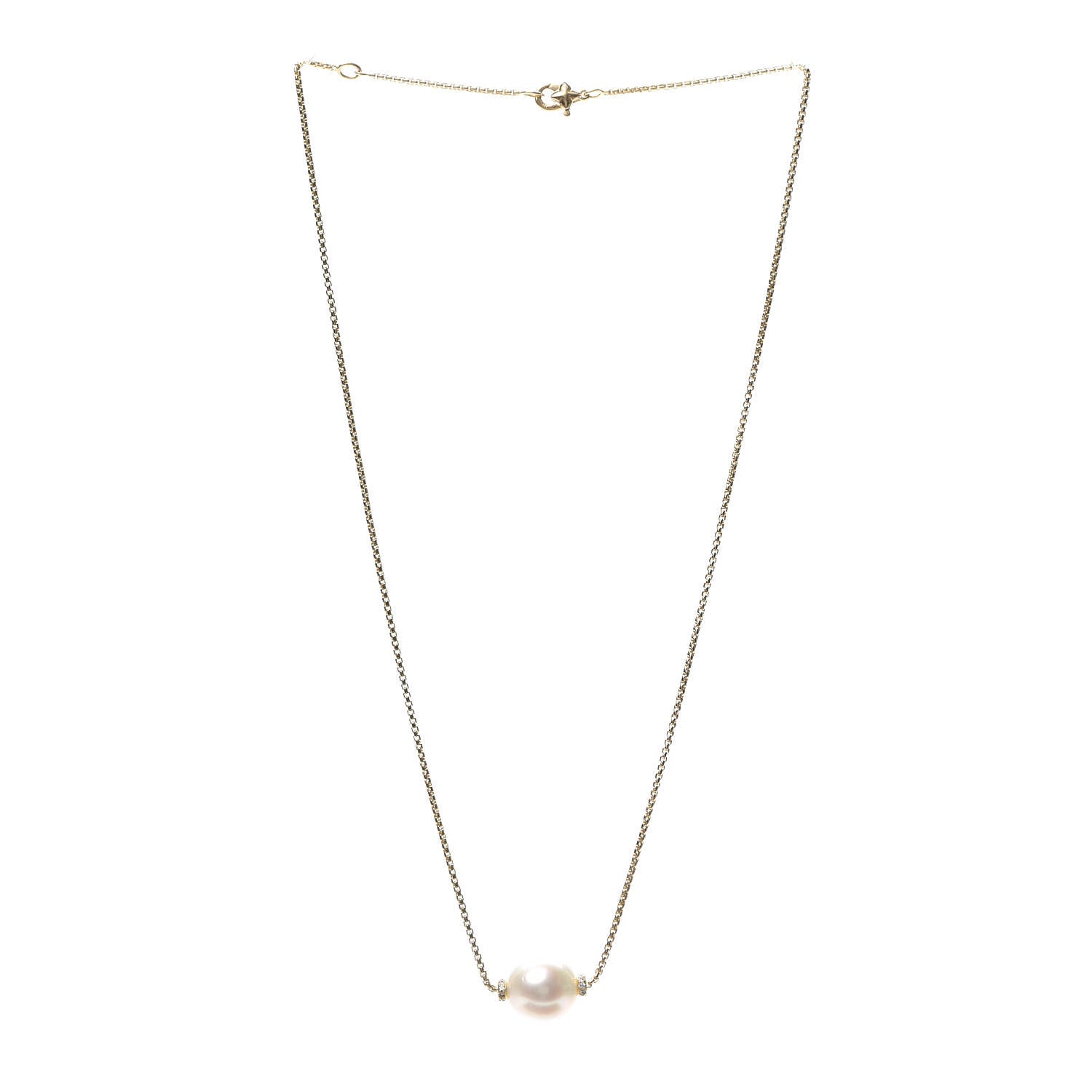 David Yurman 18K Yellow Gold Diamond South Sea Pearl 12mm Solari Pendant Necklace 3 of 5