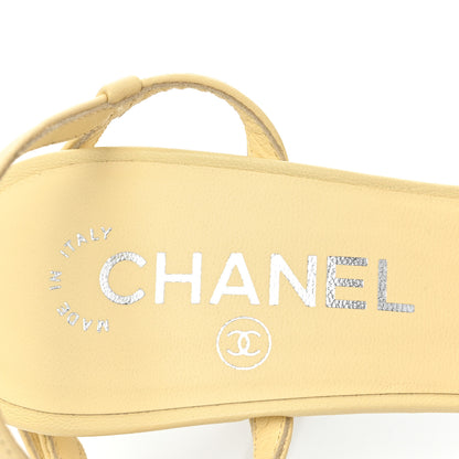 Chanel Lambskin Pearl Sandals 36 Yellow 8 of 11