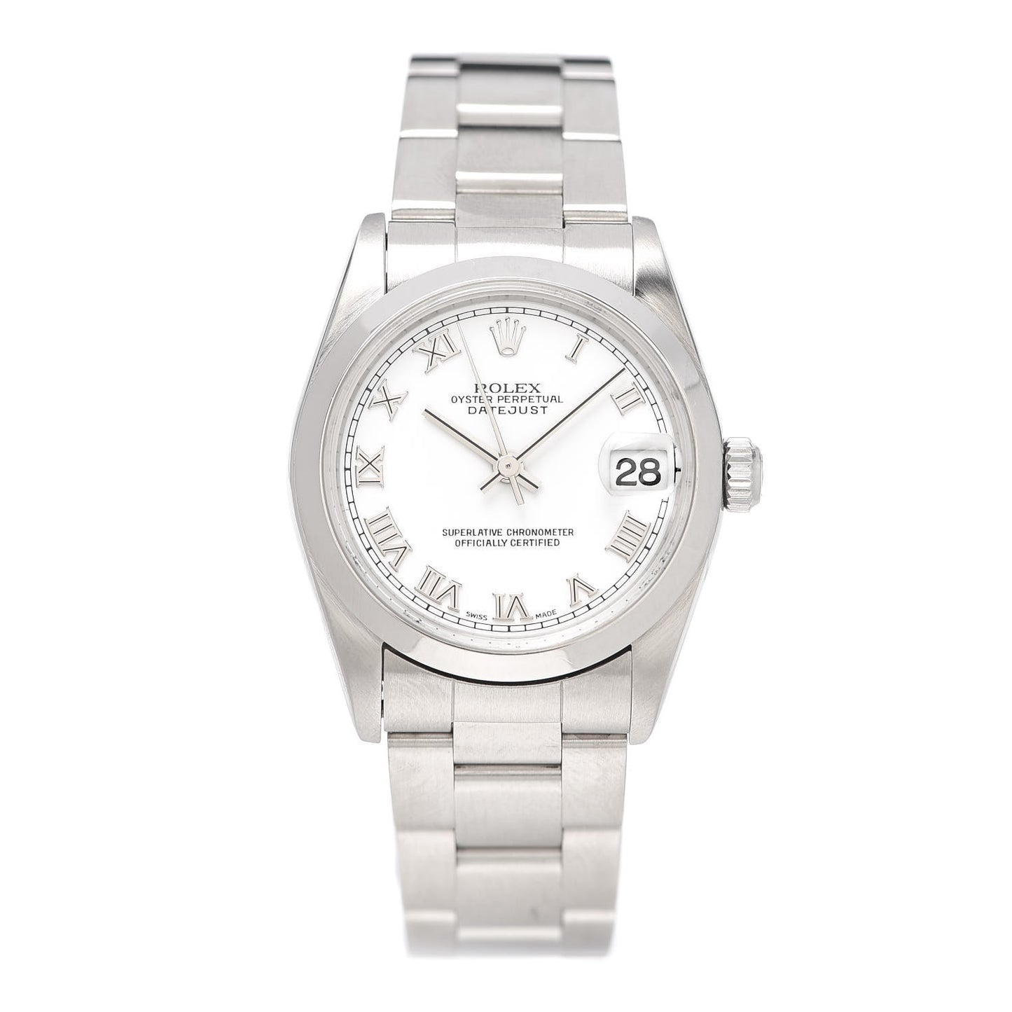 Stainless Steel 31mm Oyster Perpetual Datejust Watch White Roman 78240