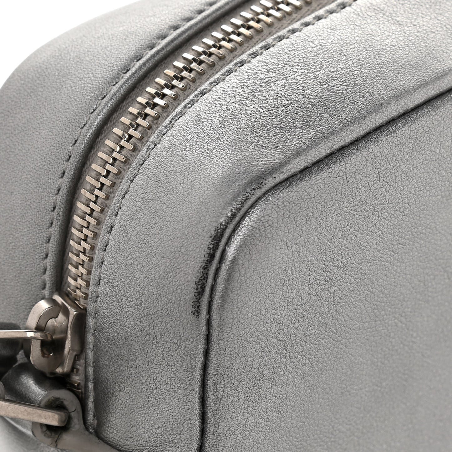 Metallic Calfskin Monogram Small Lou Camera Bag Silver