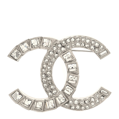 Chanel Baguette Round Crystal CC Brooch Silver 1 of 3