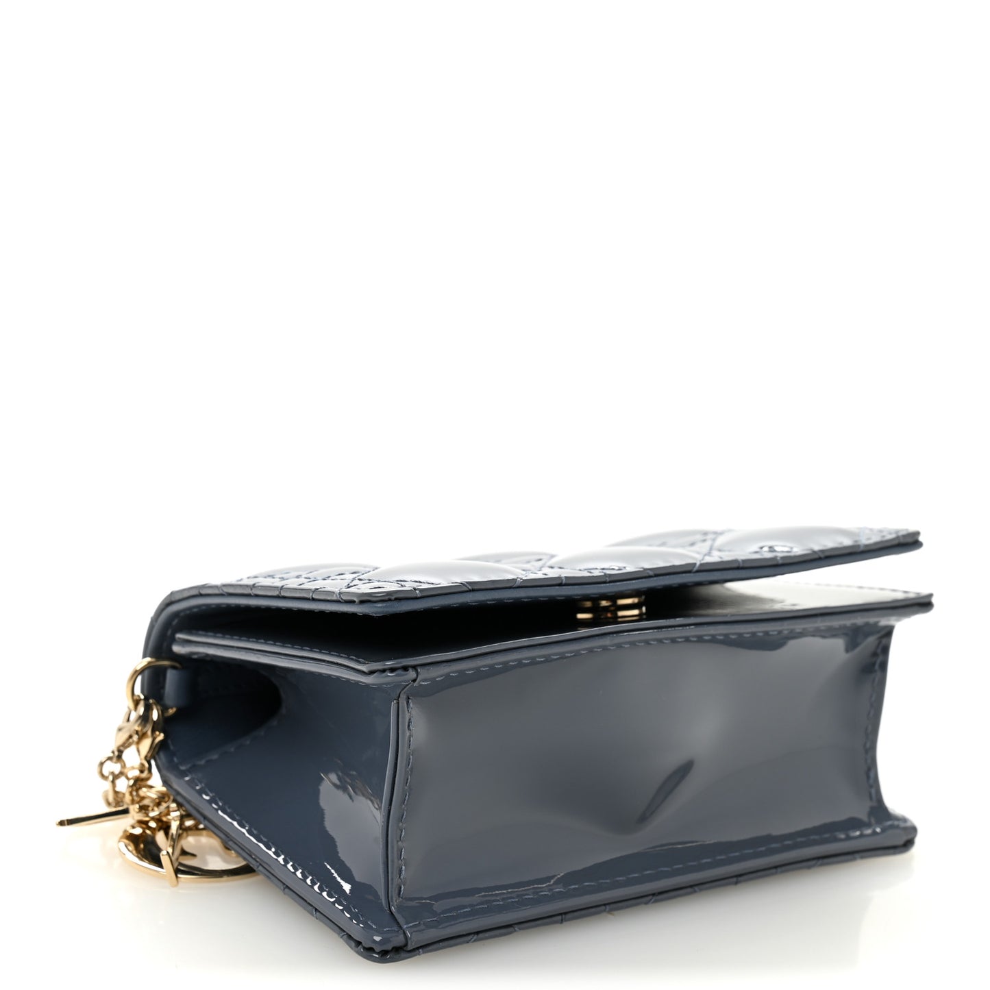 Patent Cannage Mini Waist Pouch On Chain Cloud Blue