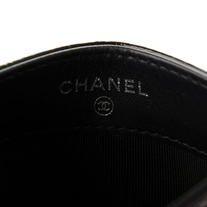 Chanel Distressed Patent Quilted Card Holder Black 6 of 8