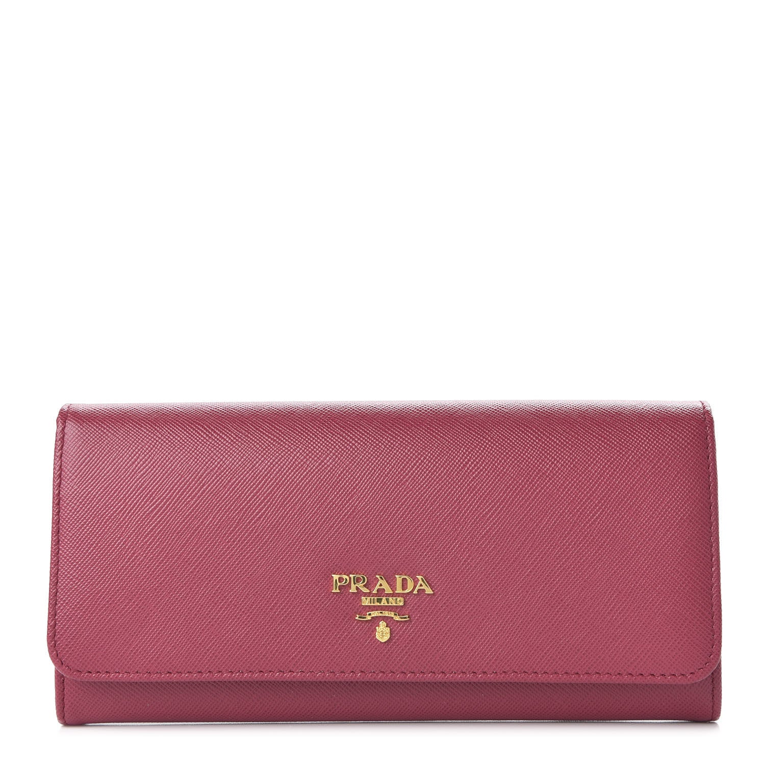 Prada Saffiano Metal Continental Flap Wallet Peonia 1 of 10