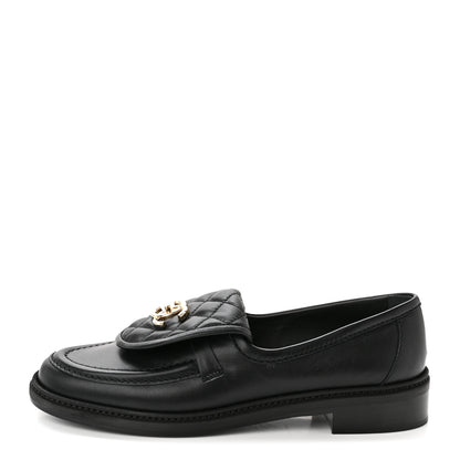 Chanel Lambskin Quilted CC Turnlock Loafers 39 Black 1 of 8