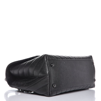 Chanel Caviar Chevron Quilted Small Coco Handle Flap So Black 4 of 8