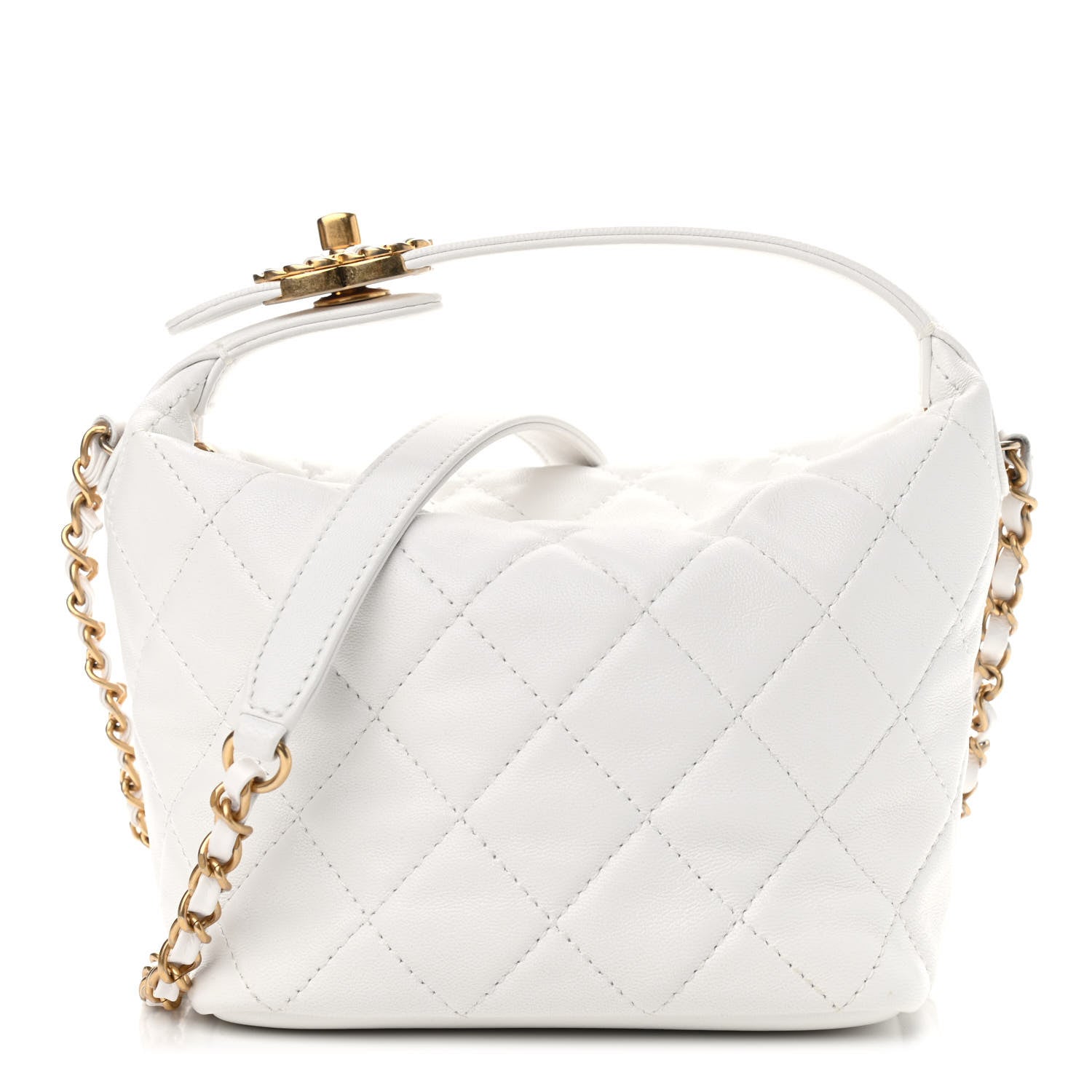 Chanel Lambskin Quilted Small Perfect Meeting Hobo White 1 of 9