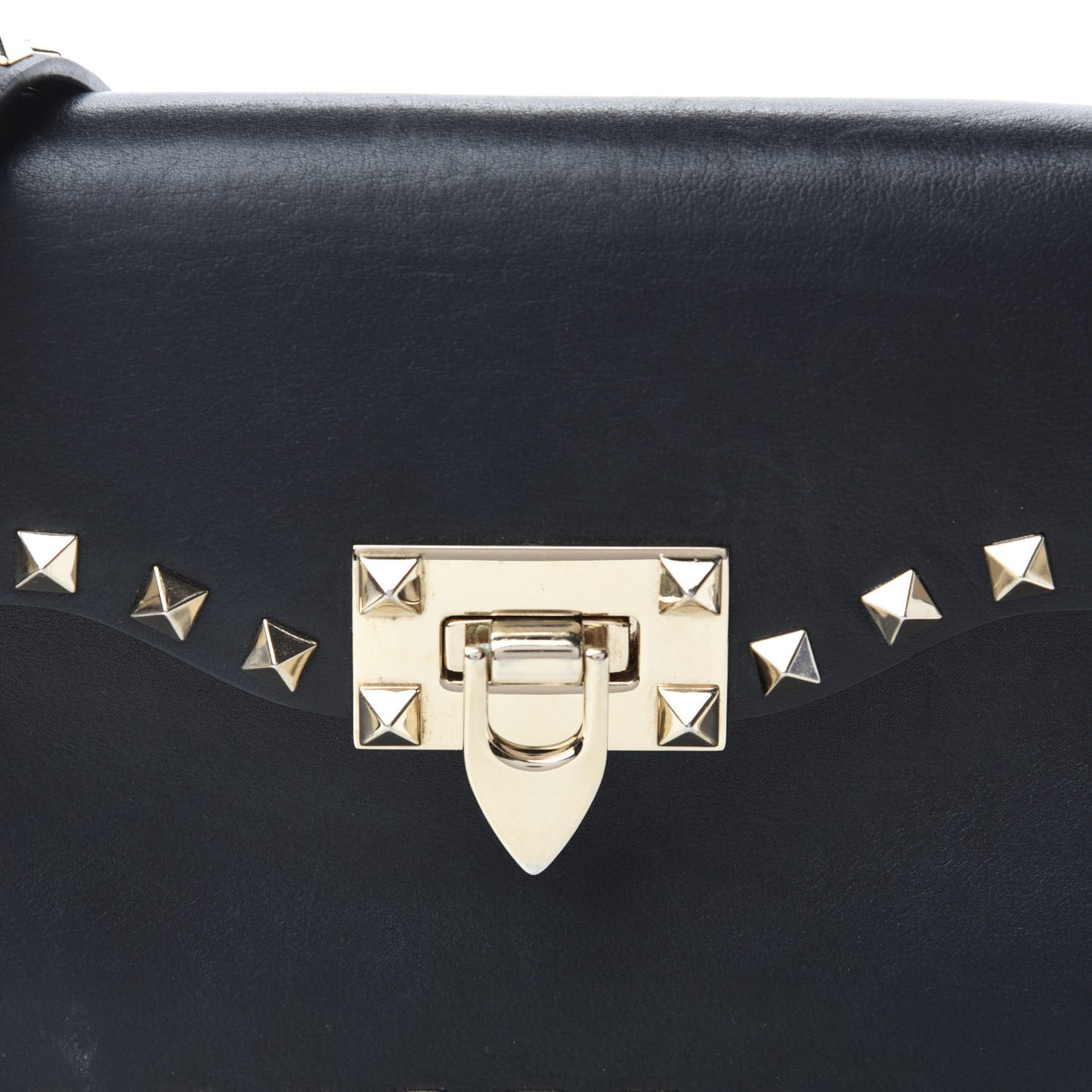 Vitello Rockstud Shoulder Flap Bag Black