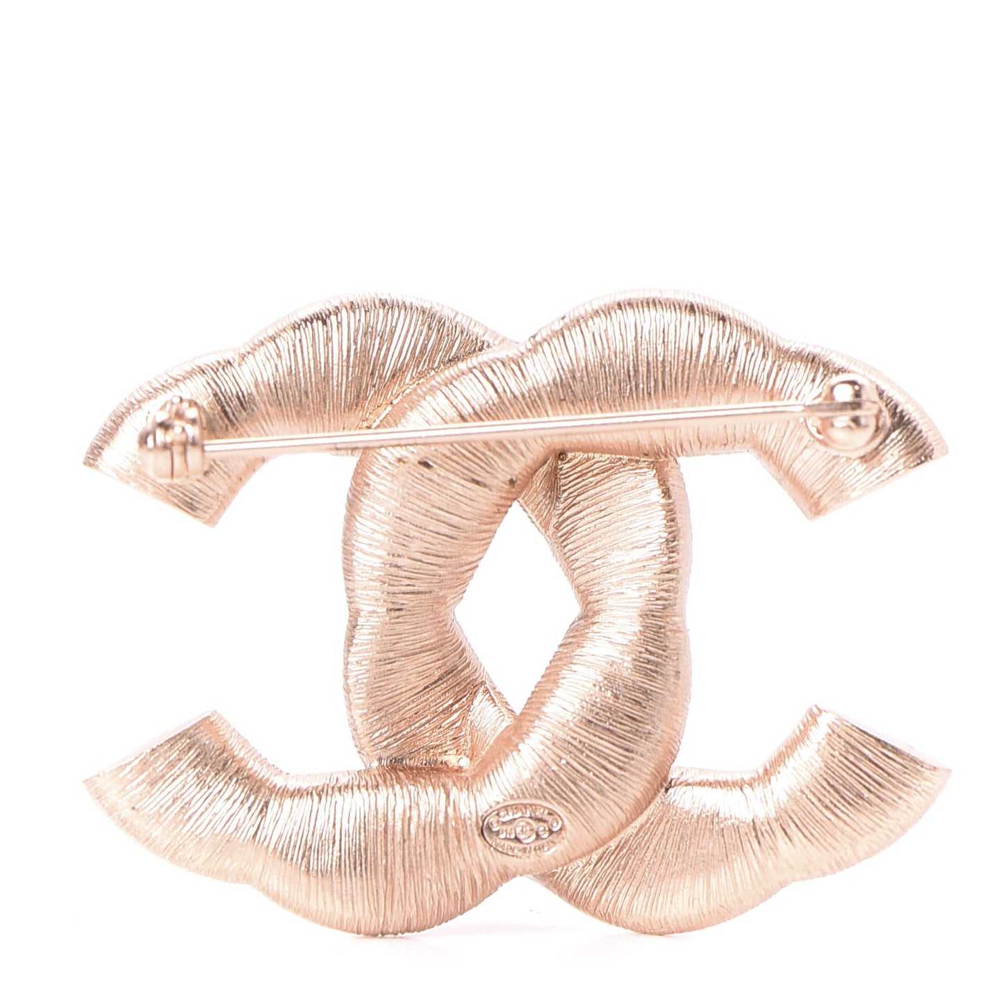 Crystal Twisted CC Brooch Rose Gold
