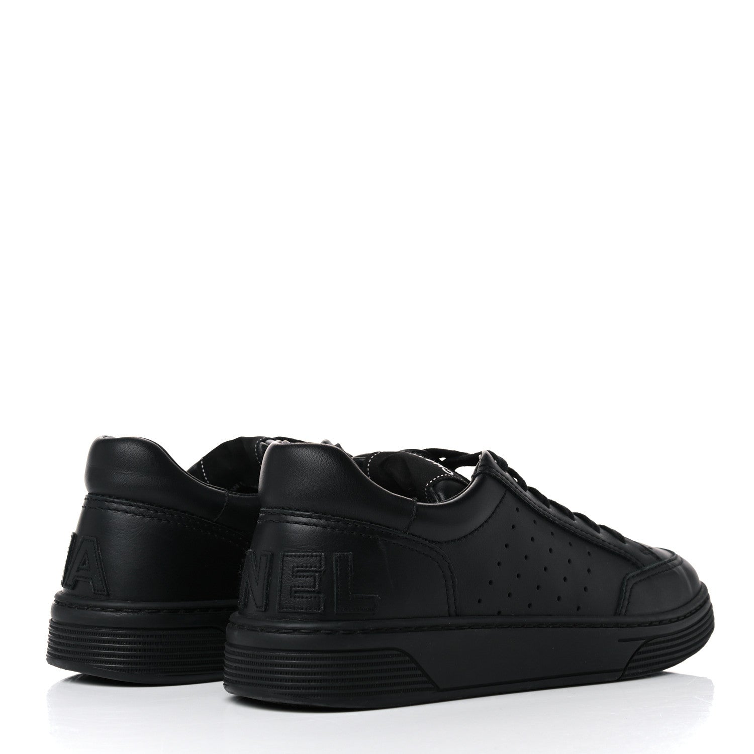 Chanel Calfskin Womens Logo Sneakers 39.5 Black 4 of 9