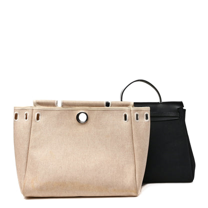 Hermes Toile Vache Calfskin Herbag 30 PM Black 2 of 15