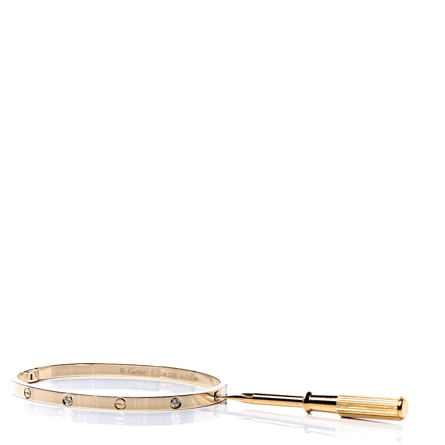 18K Yellow Gold 6 Diamond Small LOVE Bracelet 16