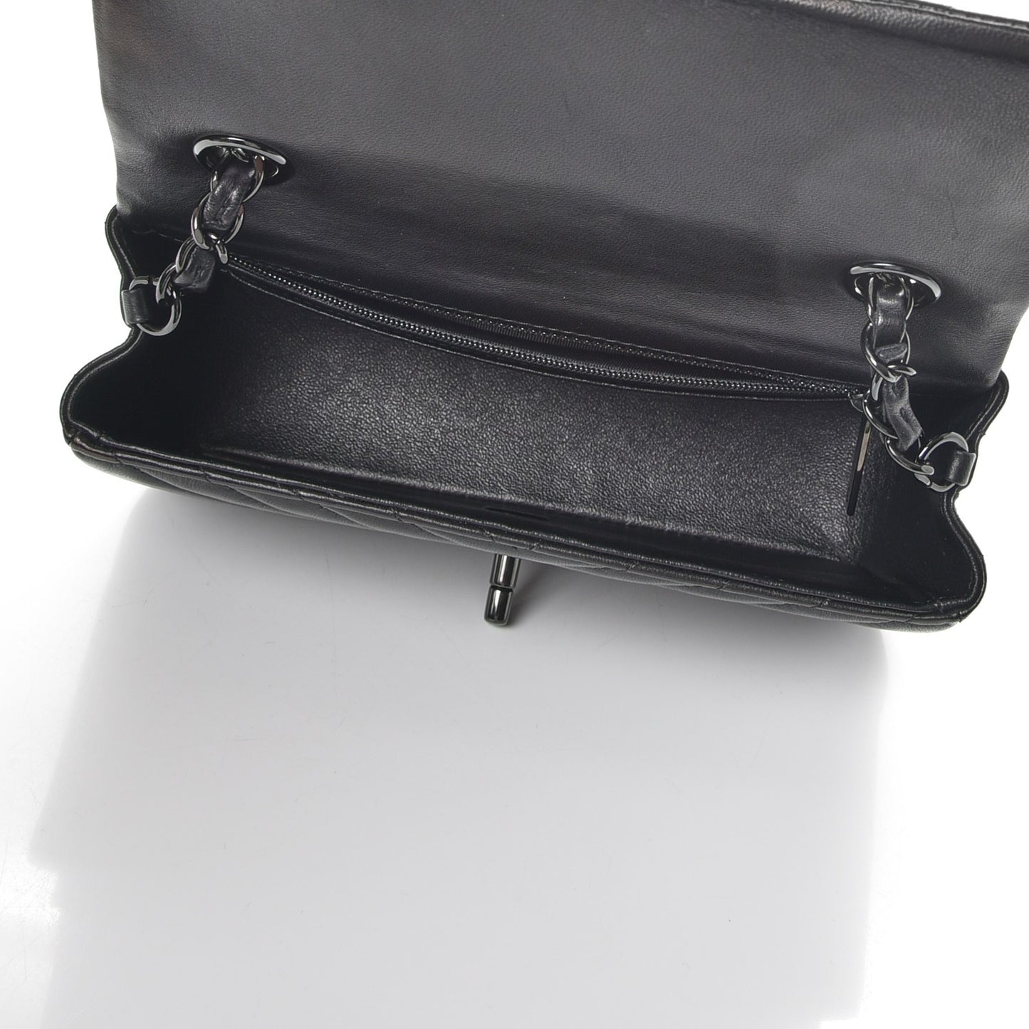 Lambskin Chevron Quilted Mini Rectangular Flap So Black
