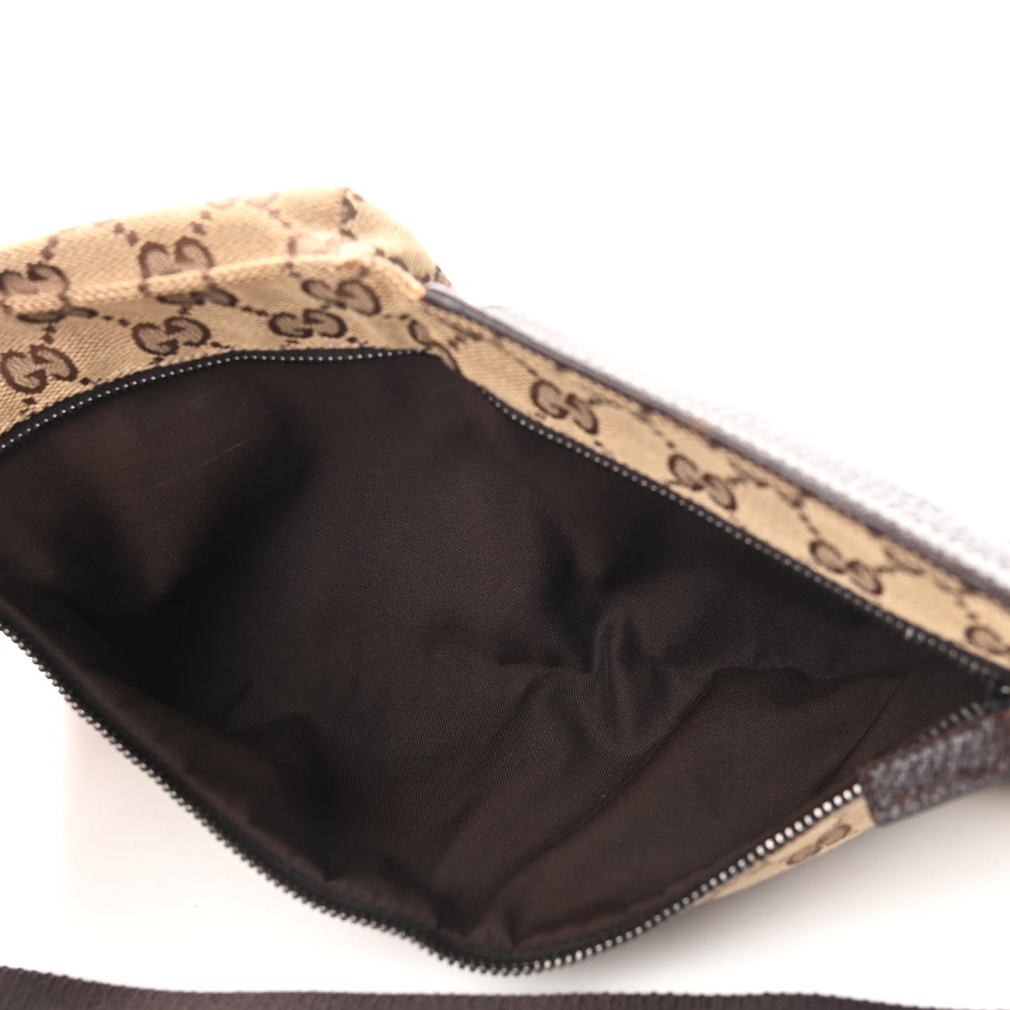 GG Monogram Double Pocket Belt Bag Dark Brown