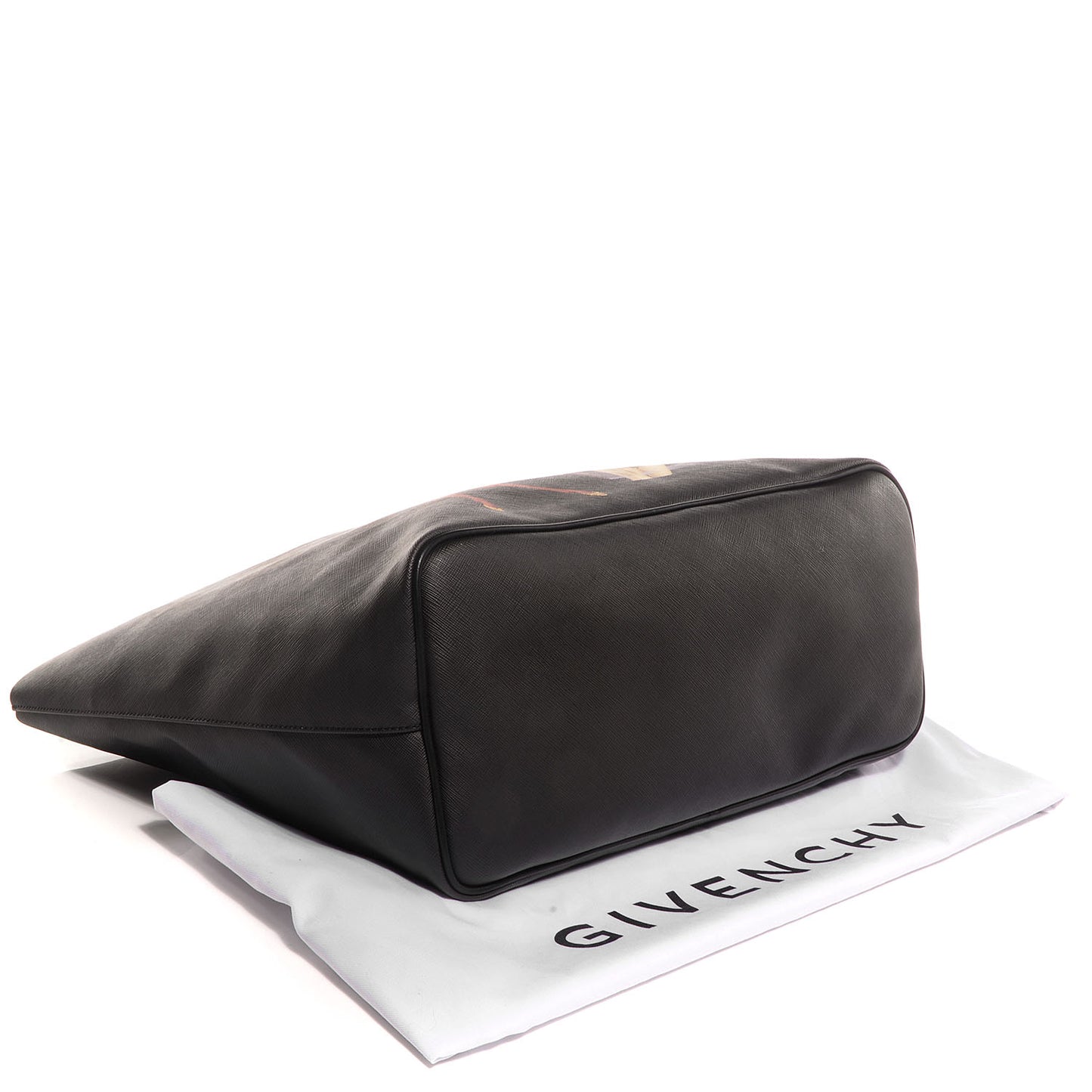 Textured Coated Canvas Bambi Print Large Antigona Tote Black