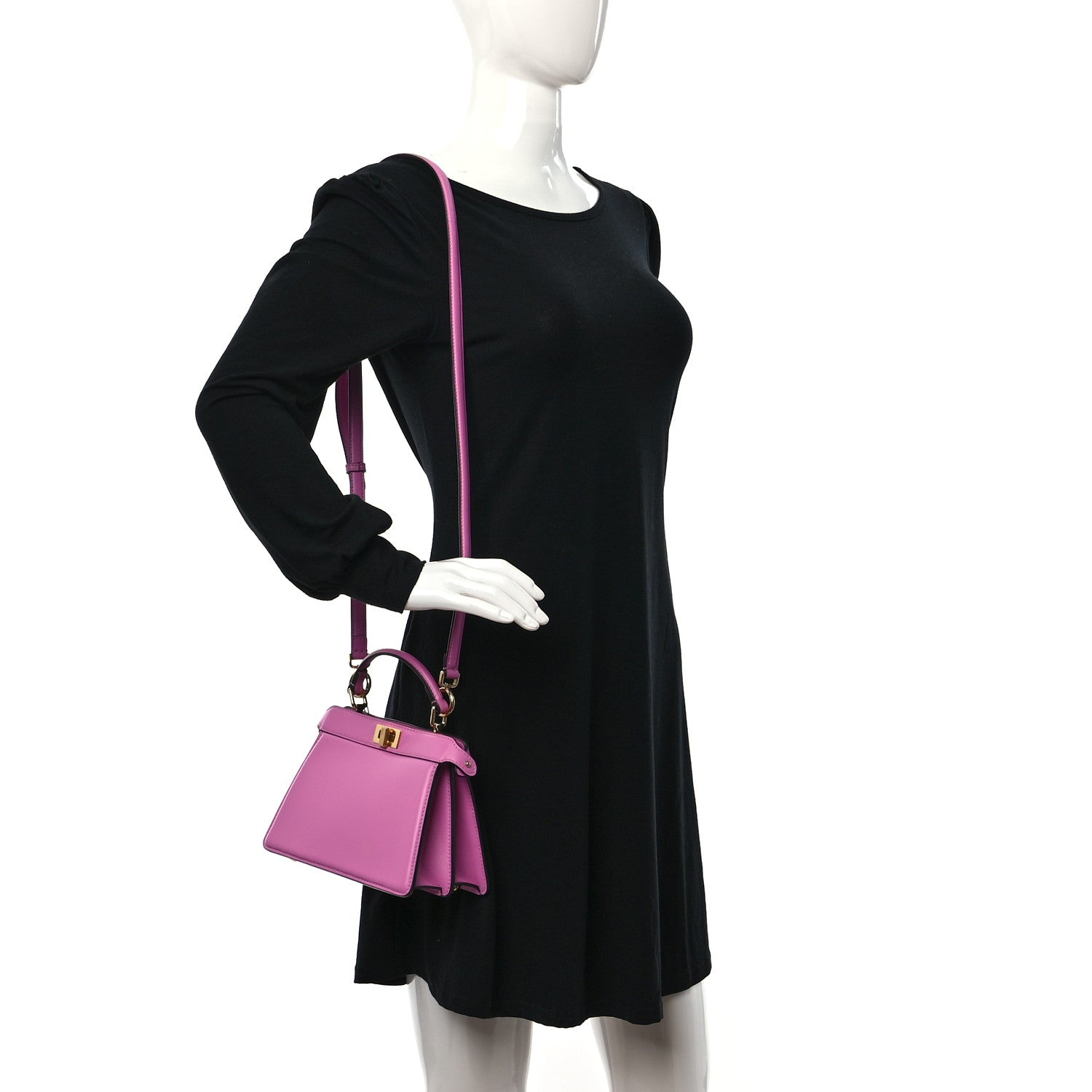 Fendi Shiny Nappa Petite Peekaboo I SEE U Satchel Rosa 2 of 8