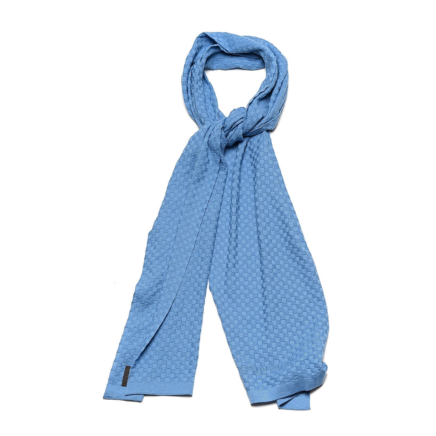 Louis Vuitton Cotton Cashmere Micro Damier Scarf Blue 1 of 5
