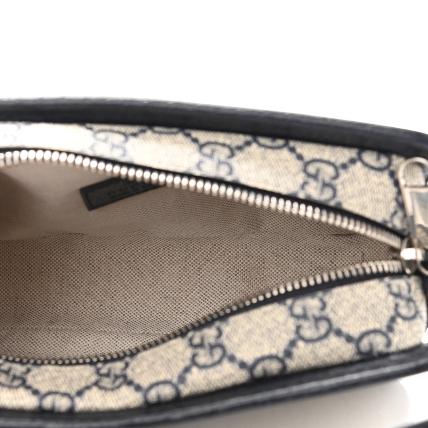 GG Supreme Monogram Textured Dollar Calfskin Mini Retro Interlocking G Shoulder Bag Beige Blue