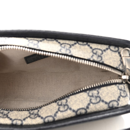 Gucci GG Supreme Monogram Textured Dollar Calfskin Mini Retro Interlocking G Shoulder Bag Beige Blue 4 of 8