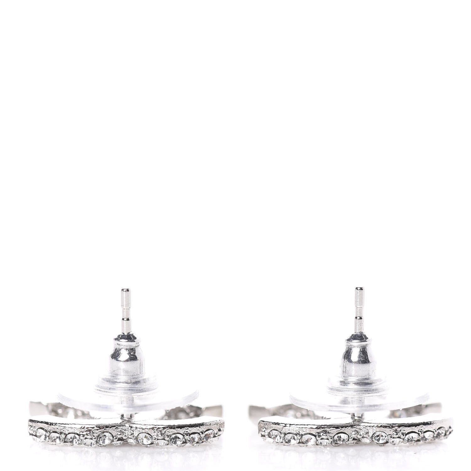 Chanel Crystal CC Earrings Silver 3 of 5