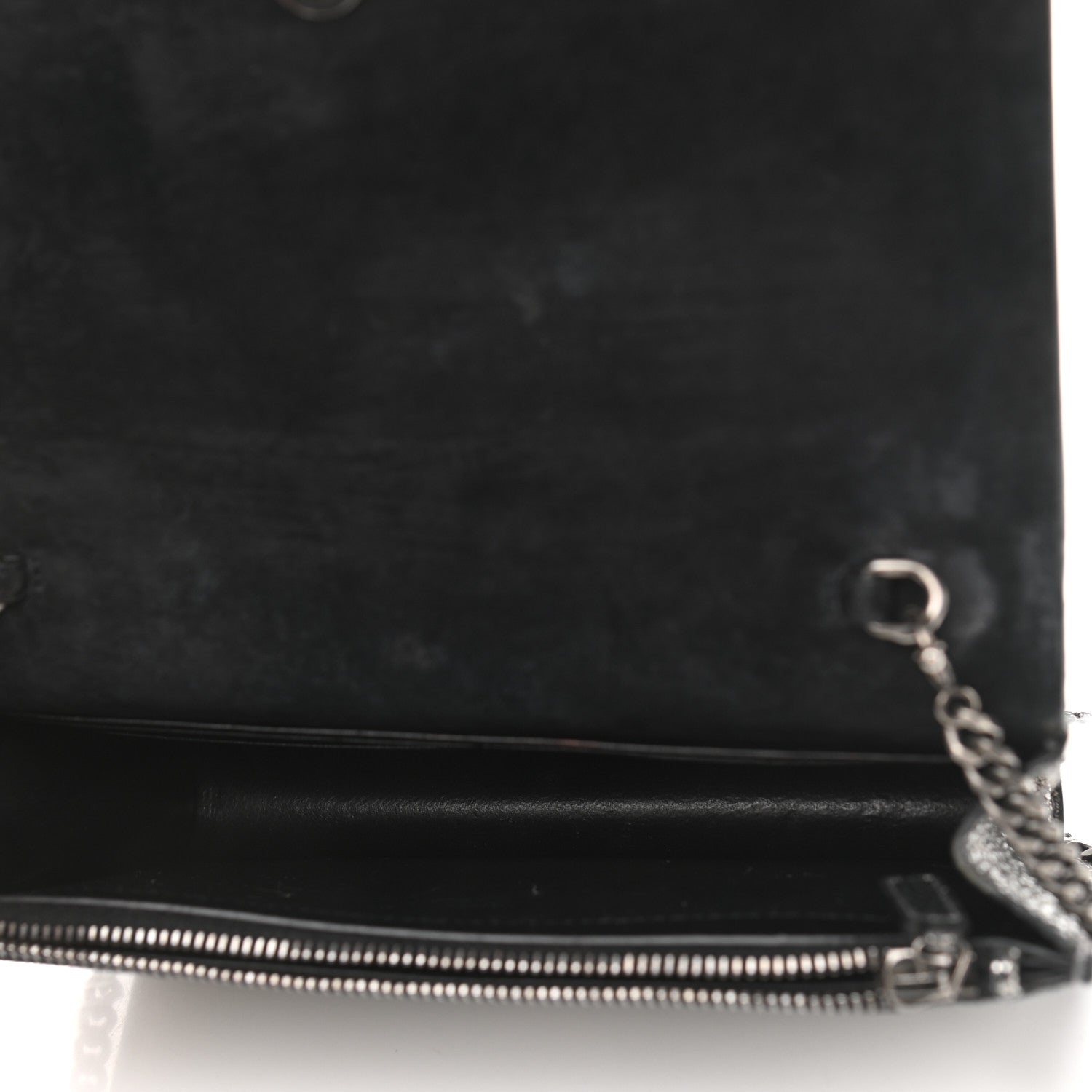 Saint Laurent Metallic Calfskin Classic Monogram Kate Tassel Chain Wallet Gun Metal 5 of 12