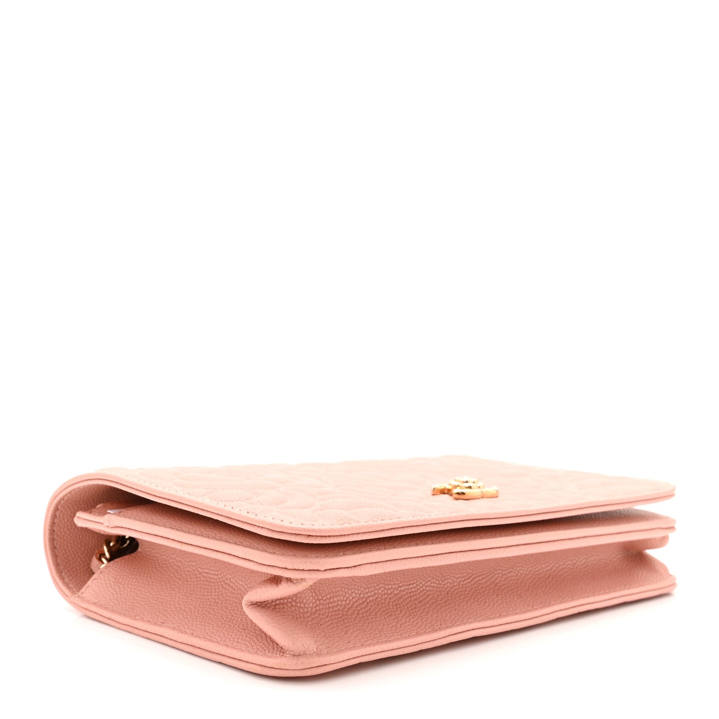 Caviar Camellia Embossed Wallet On Chain WOC Pink