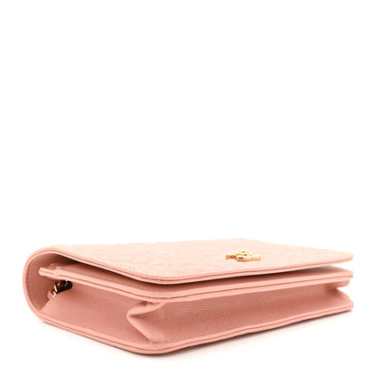 Chanel Caviar Camellia Embossed Wallet On Chain WOC Pink 4 of 12