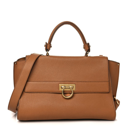 Salvatore Ferragamo Grained Calfskin Sofia Satchel Brown 1 of 5