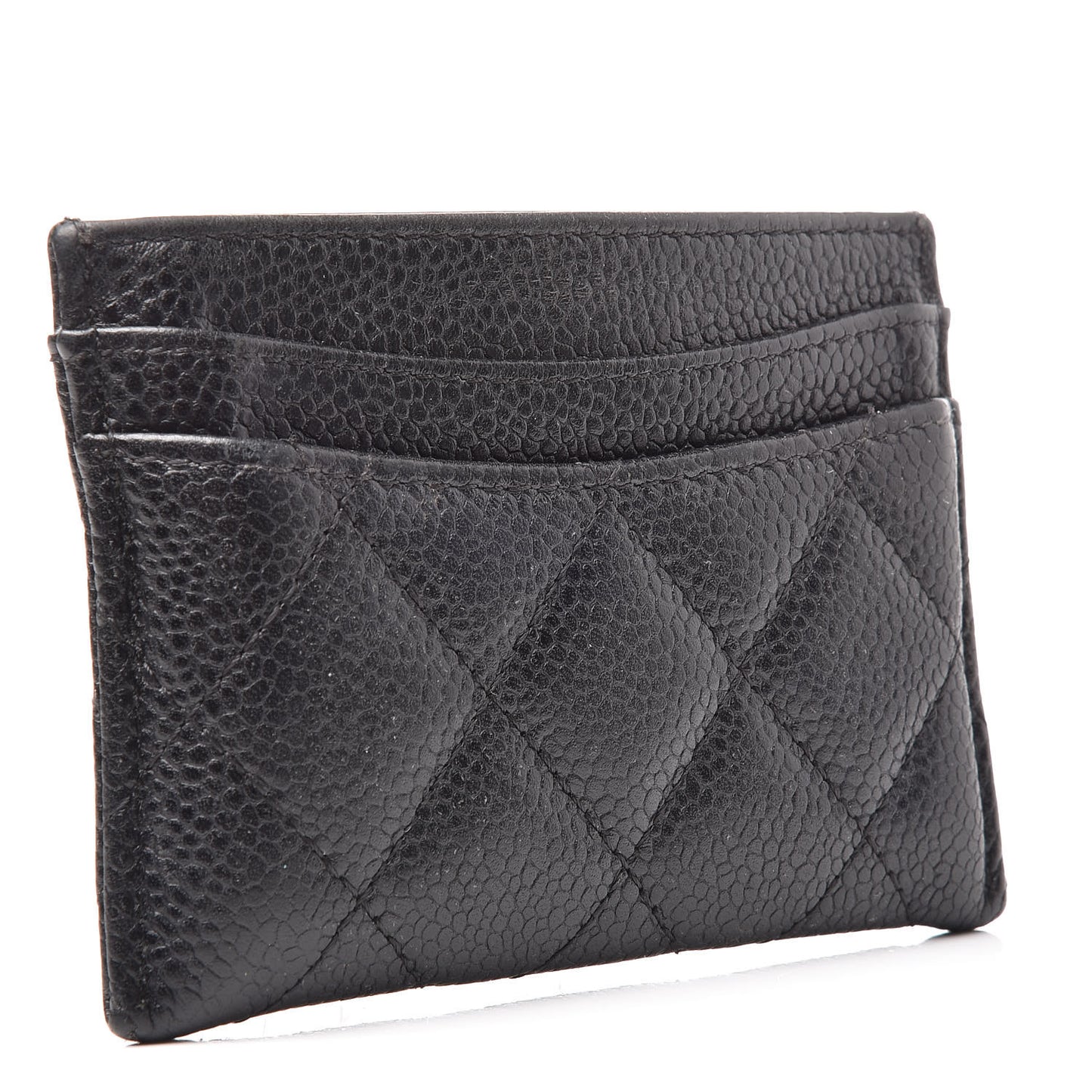 Caviar Quilted Card Holder Black