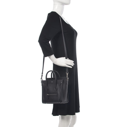 Celine Drummed Calfskin Nano Luggage Black 2 of 10
