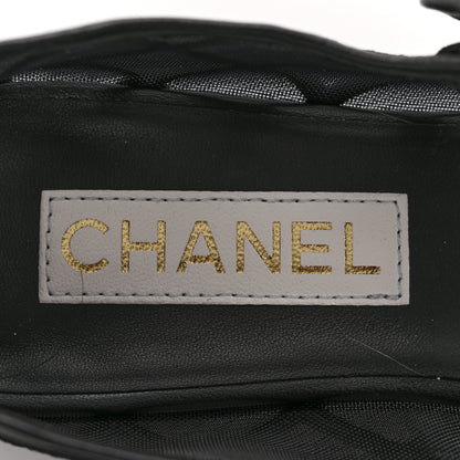Chanel Lambskin Fabric Mesh Quilted Mary Jane Cap Toe Flats 40.5 Black 8 of 9
