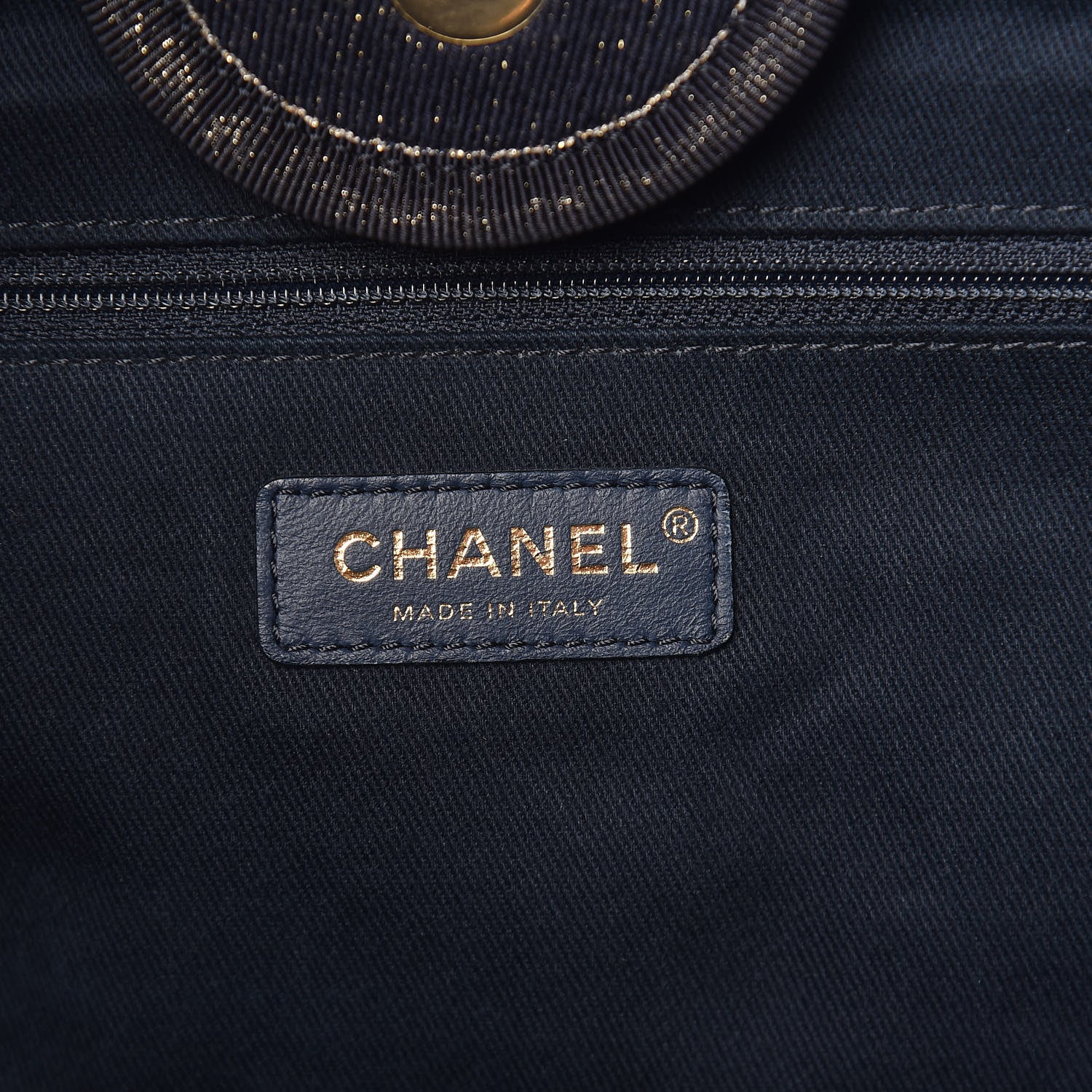 Chanel Lurex Canvas Medium Deauville Tote Navy Blue Gold 6 of 13