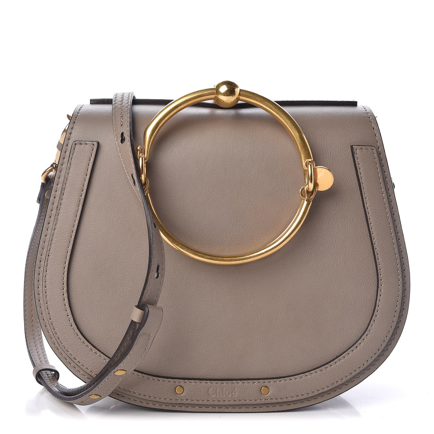 Chloe Calfskin Suede Medium Nile Bracelet Bag Motty Grey 1 of 9
