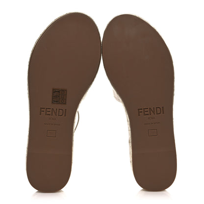 Fendi Nappa FF Embossed Espadrille Platform Sandals 38 Snow 5 of 9