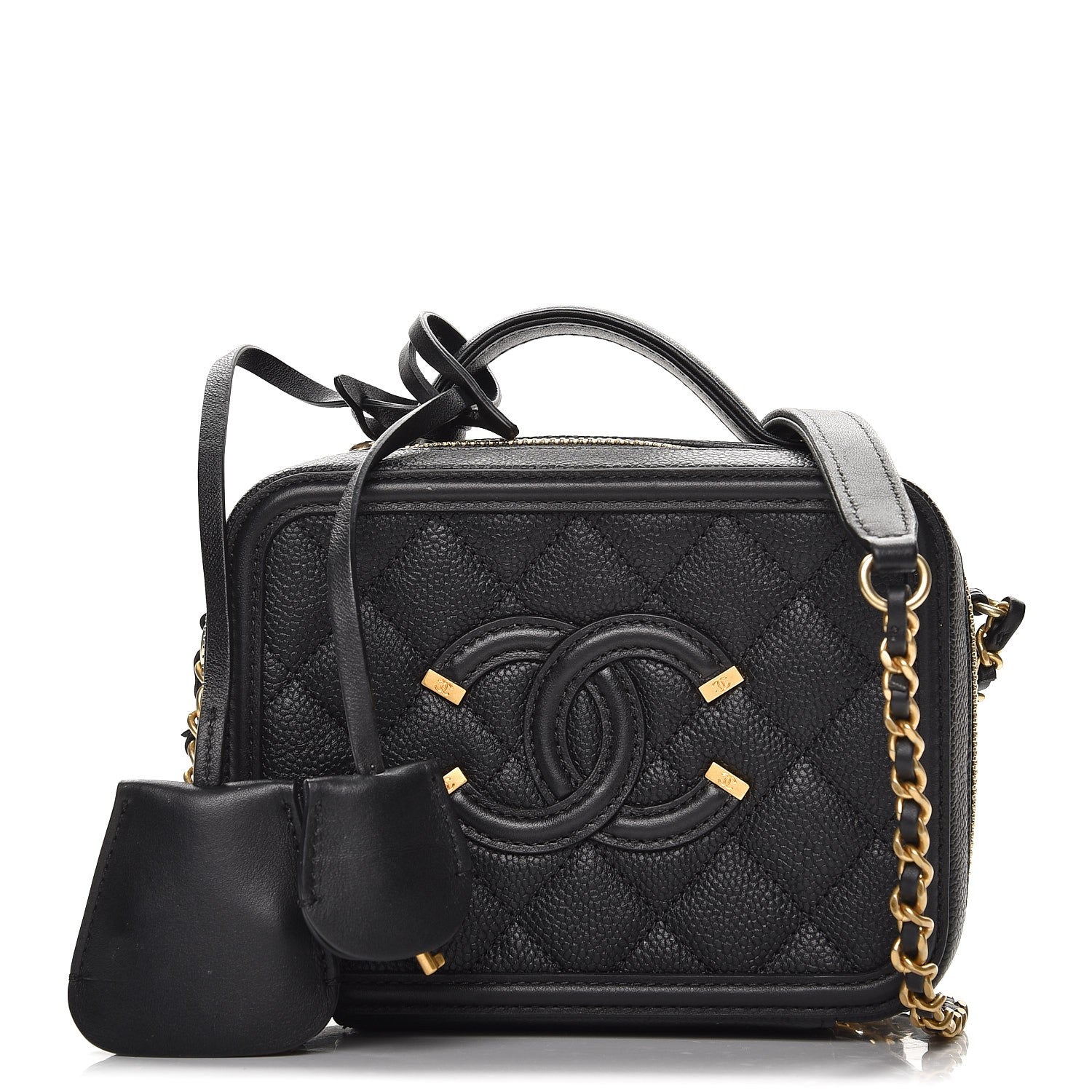 Chanel Caviar Quilted Small CC Filigree Vanity Case Black 1 of 10