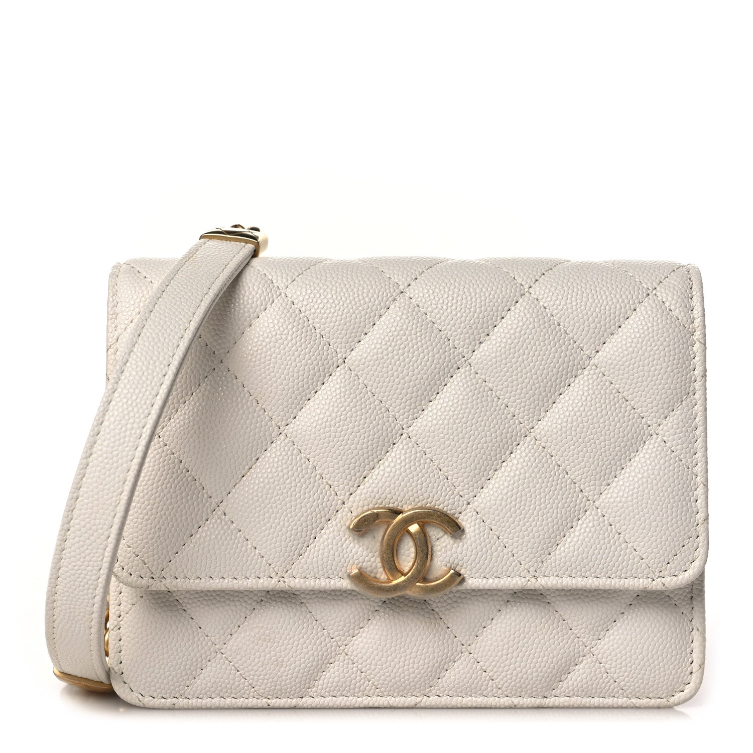 Chanel Caviar Quilted Mini Bracelet On Chain Wallet On Chain WOC White 1 of 12